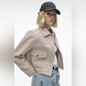 zara cropped soft jacket size xl in tan